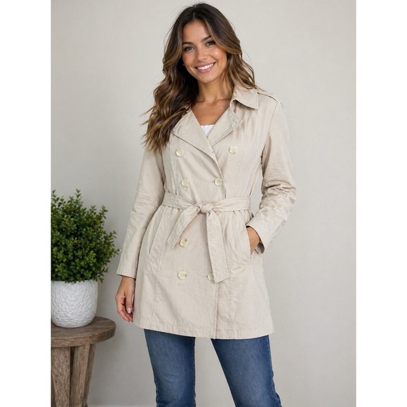 St. John's Bay Jackets & Blazers - St Johns Bay Linen Jacket Womens Medium Beige Belted Lightweight NWT